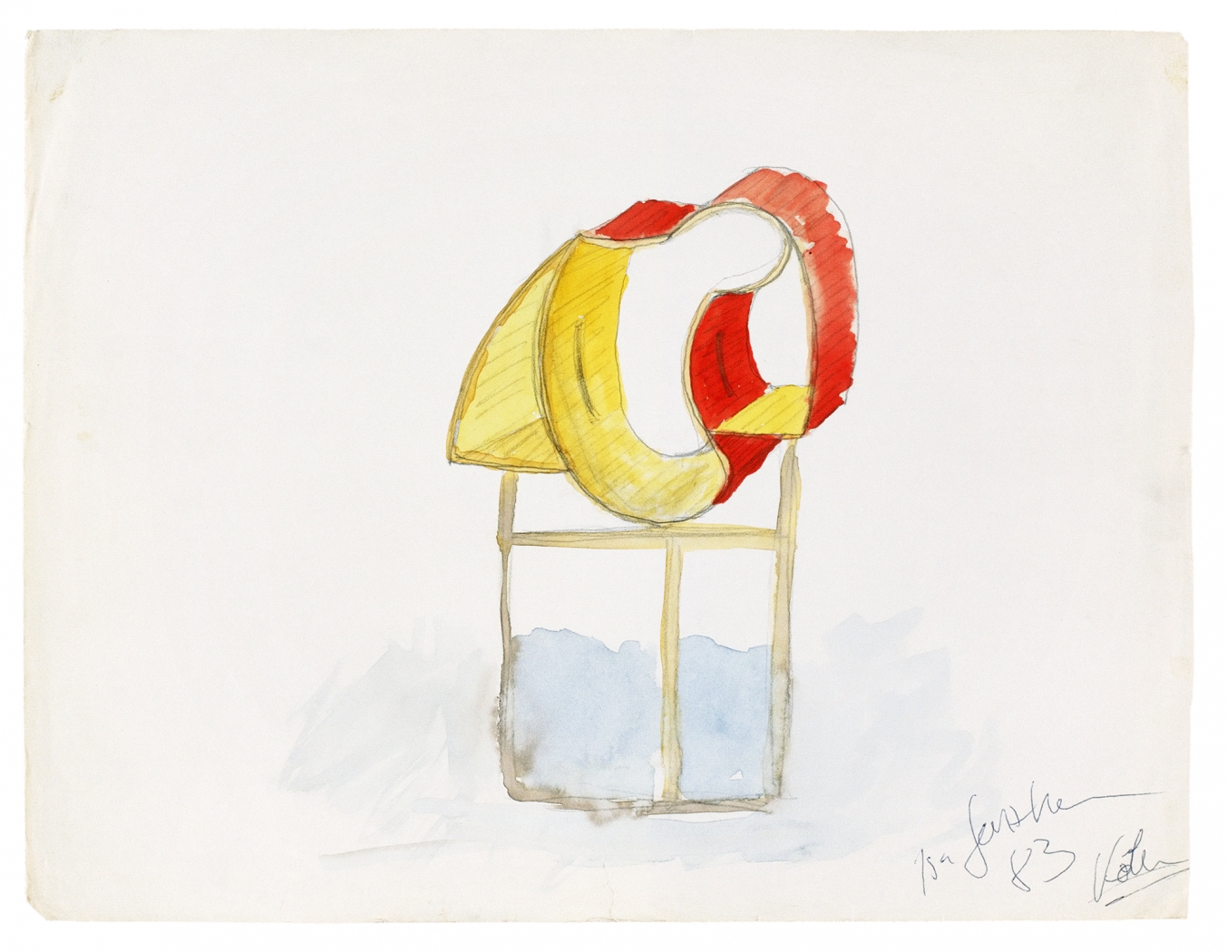 Isa Genzken Untitled, 1983 Watercolor and pencil on cardboard Board: 9 1/2 x 12 1/2 inches (24.1 x 31.8 cm) Frame: 12 x 15 inches (30.5 x 38.1 cm)
