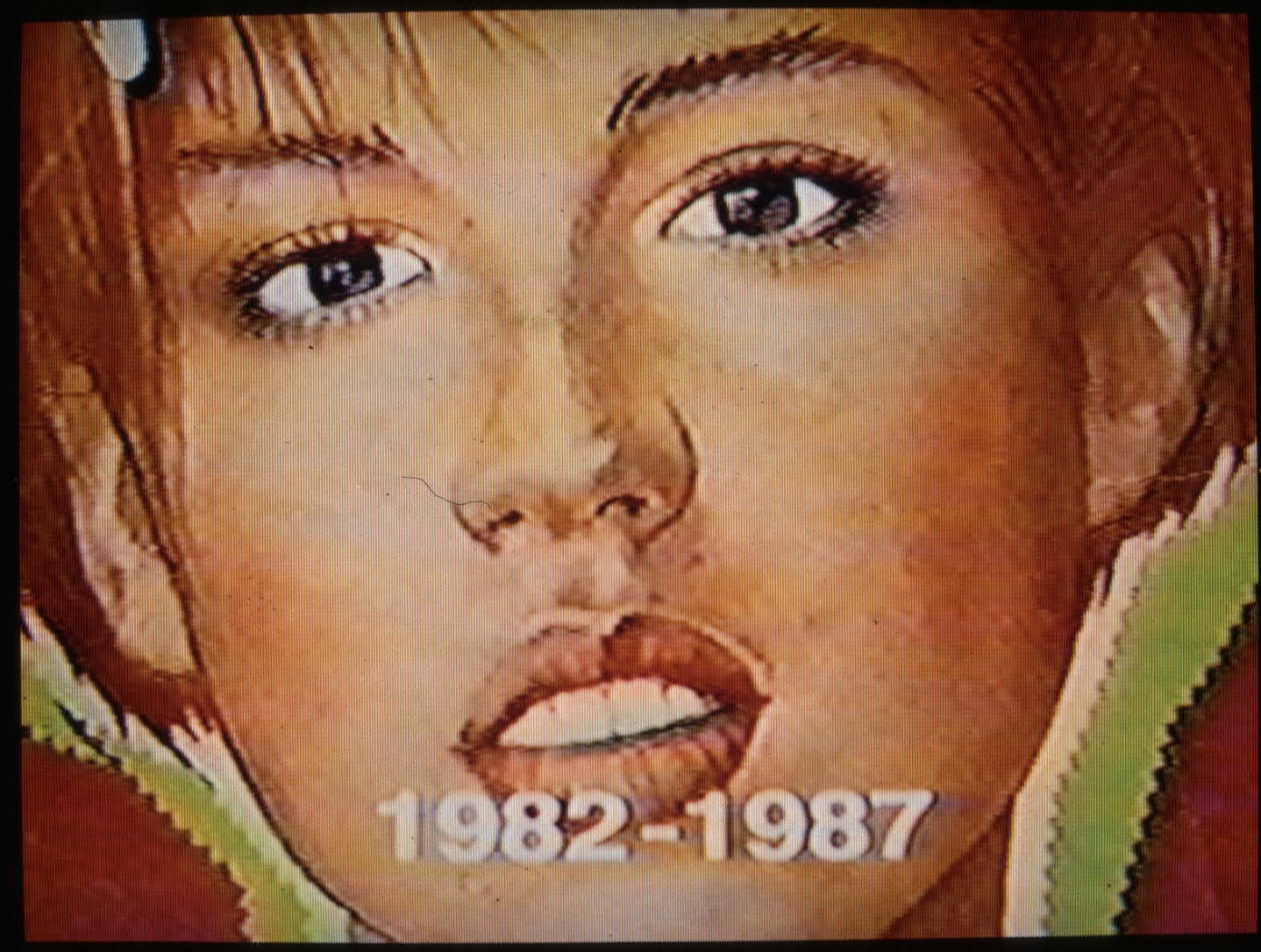 Installation detail, The Jonathan Horowitz Show, video still, monitor 5, 1982-1987