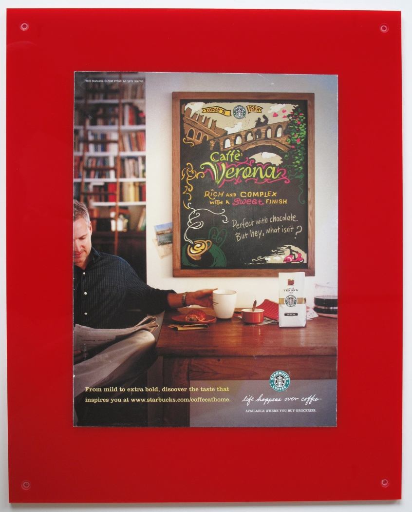 Michaela Meise, Starbucks, 2009, Plexiglas paper, 14 1/2 x 11 3/4 inches