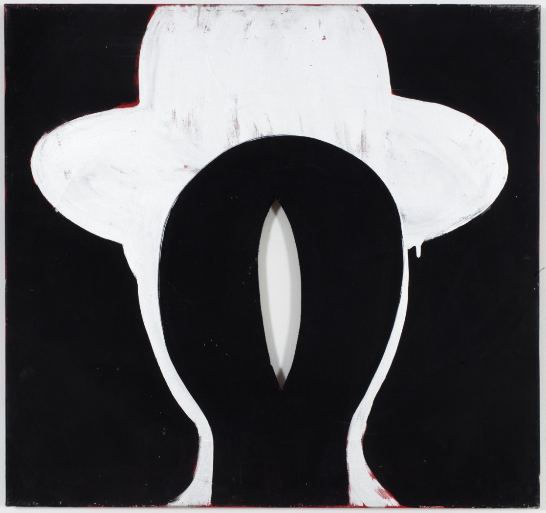 Konrad Lueg Untitled (Kopf Mit Hut), 1963 Casein tempera on canvas 27 1/2 x 29 1/2 inches (70 x 75 cm)