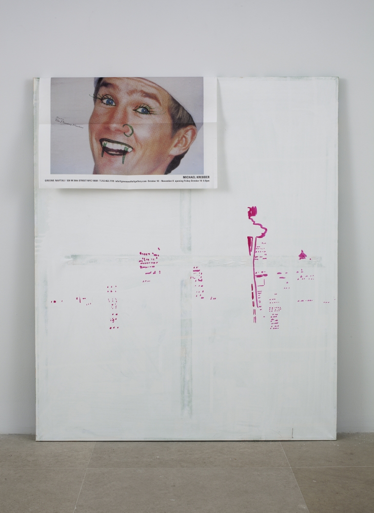 Silverscreen (the New Yorker), 2003, acrylic emulsion on fabric, paper, 48 x 40 inches