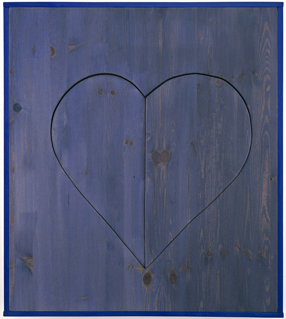 Michaela Meise Heart (blue), 2006 wood, stain, wax, resin lacquer 28 1/4 x 25 1/4 x 2 inches (71.8 x 64.1 x 5.1 cm)