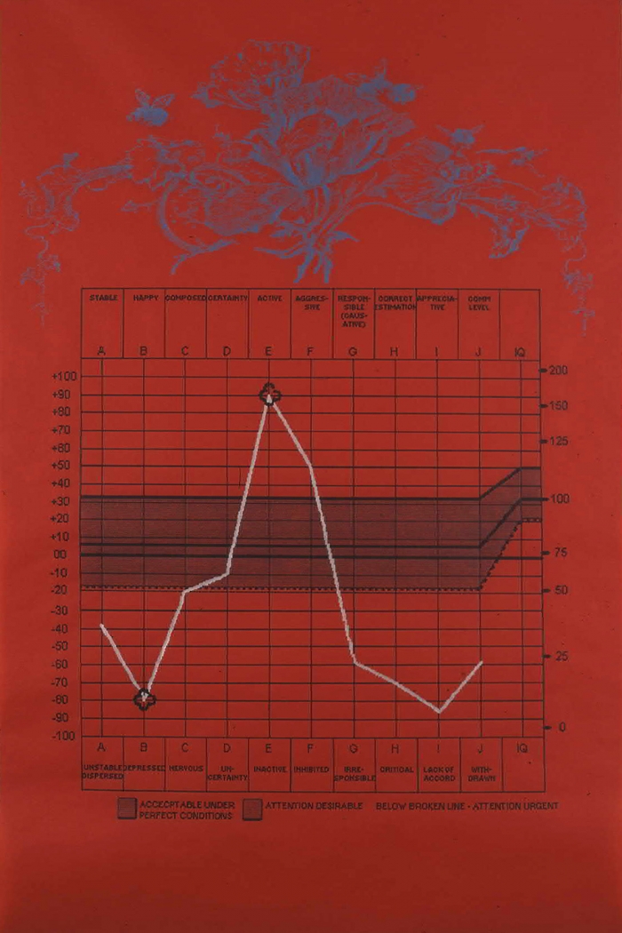 Red (Scientology chart), 2002, Ink and acrylic on paper, 38 x 25 inches