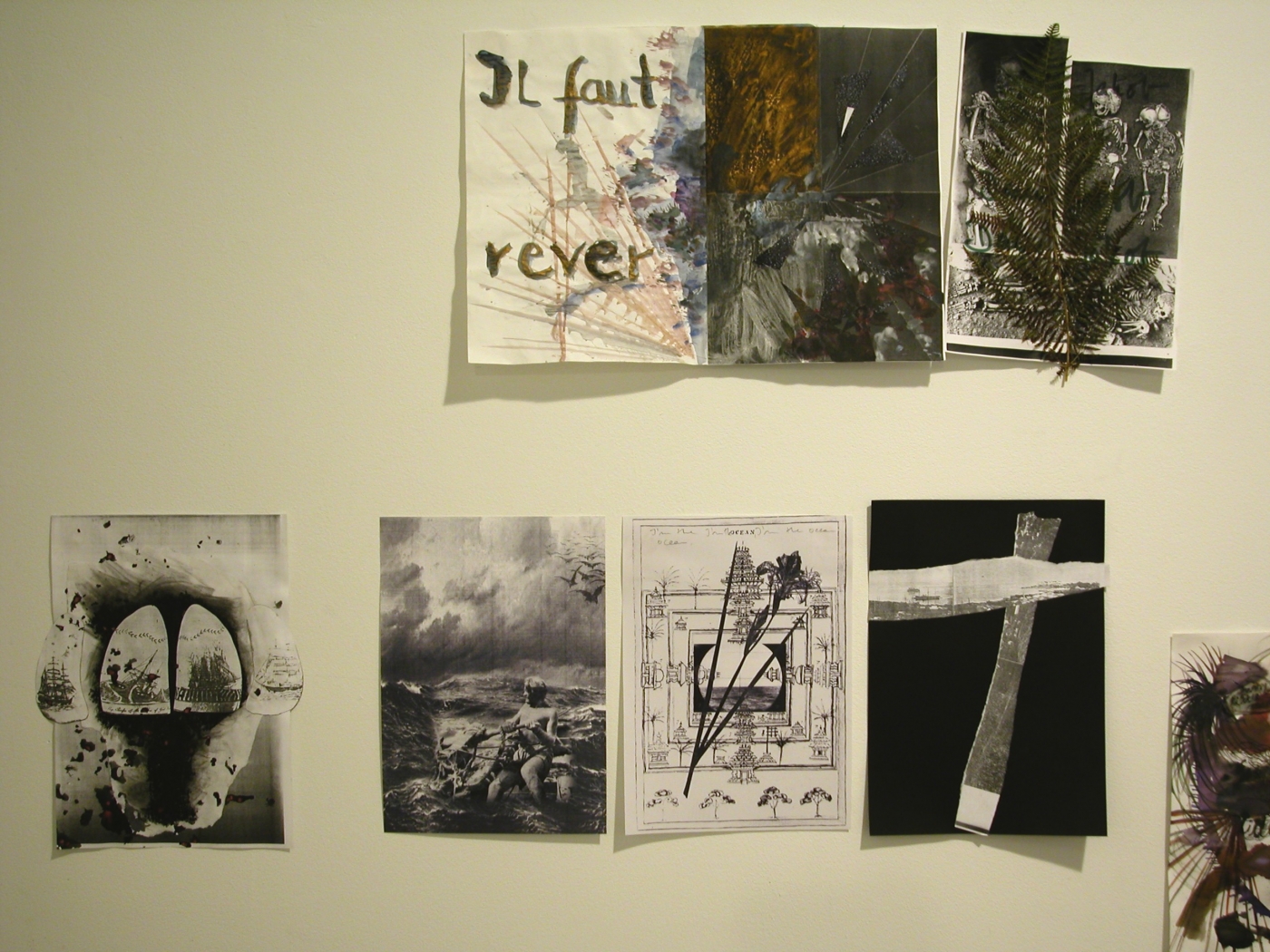 Dani Jakob Recognize that the other person is you, 2003 (detail) 37 collages (mixed media on paper) each 8 x 12 inches, installation size 91 x 118 inches