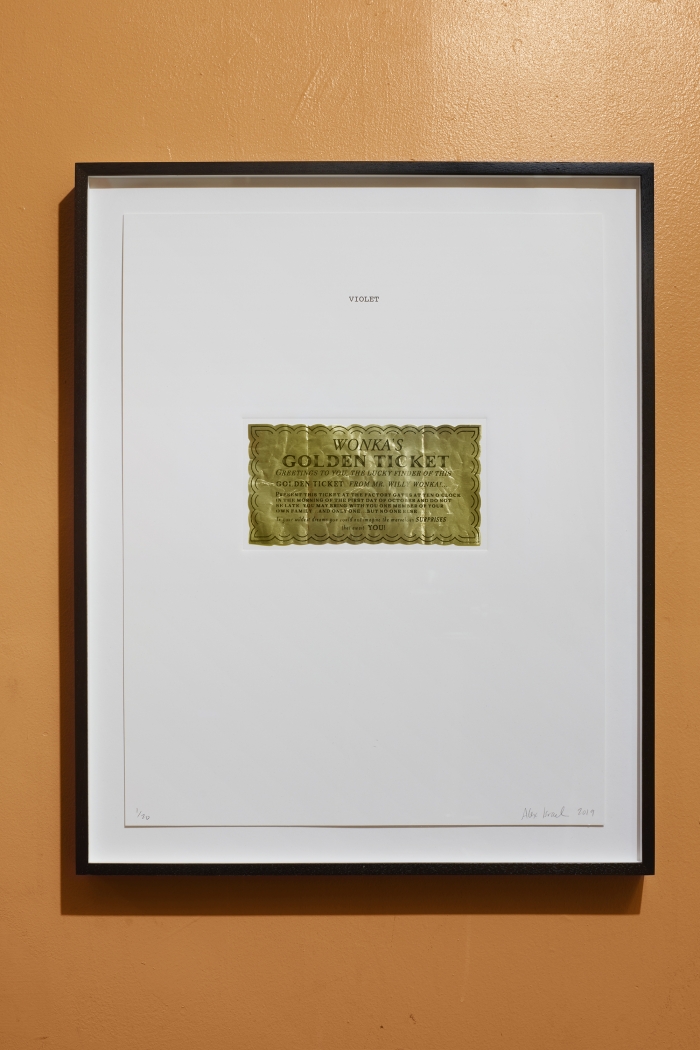 Alex Israel, Willy Wonka and the Chocolate Factory (2019), Installation view, Ice and Fire: a Benefit Exhibition in Three Parts, The Kitchen, New York, 2020-21, Photo: Phoebe d'Heurle