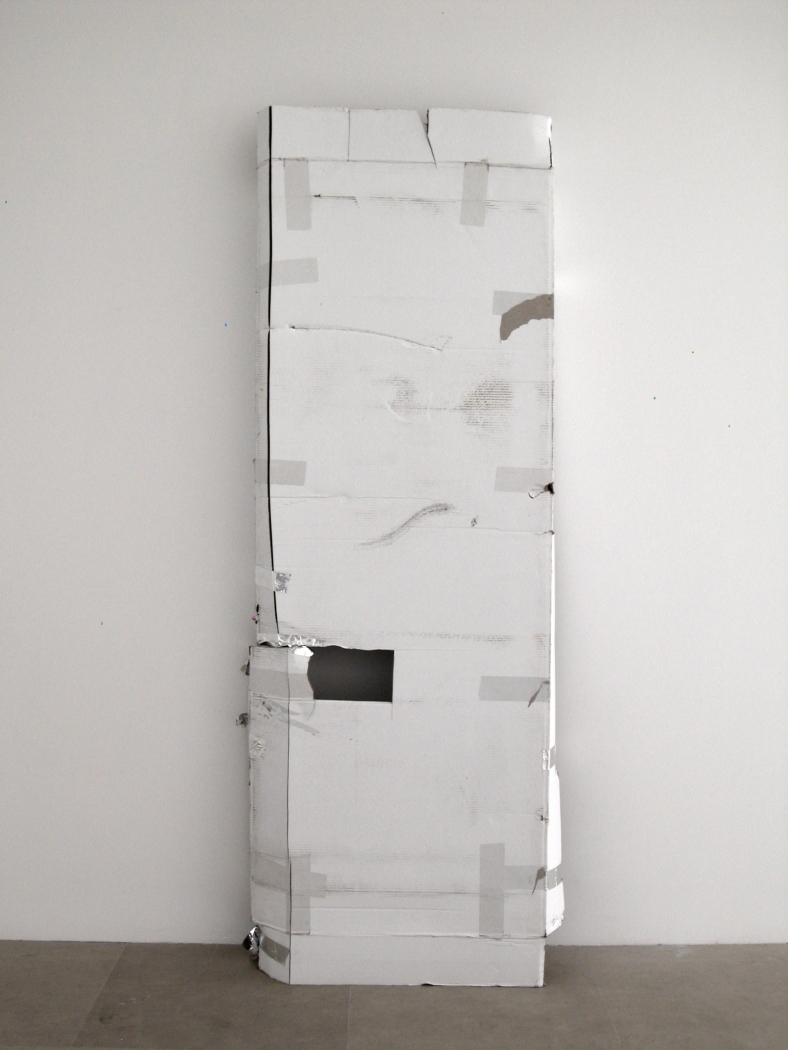 For the First and Last Day, 2008, Cardboard, tape, 85 x 32 x 10.5 inches