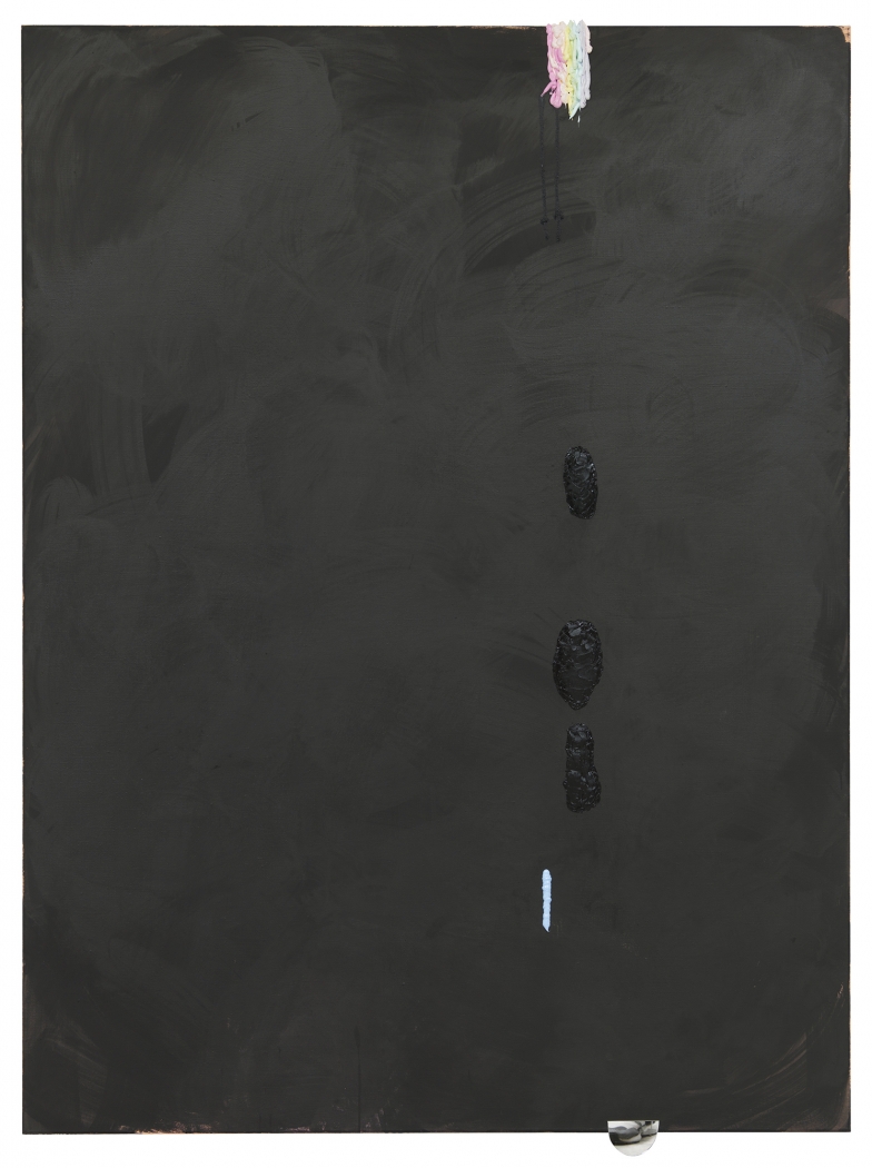 Monika Baer on hold, 2015 Acrylic, ink, mirror, oil on canvas 72 5/8 x 53 1/8 inches (184.5 x 135 cm)Monika Baer on hold, 2015 Acrylic, ink, mirror, oil on canvas 72 5/8 x 53 1/8 inches (184.5 x 135 cm)