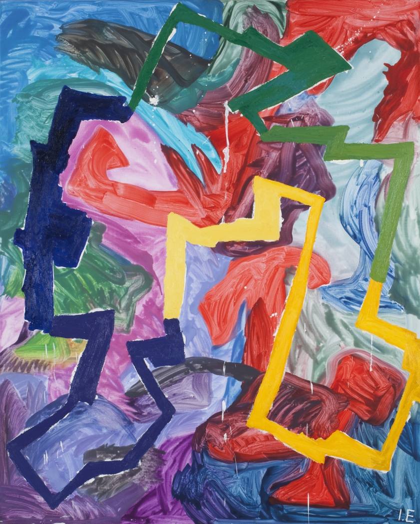 Ida Ekblad, Untitled, 2011, Oil on linen, 78 3/4 x 63 x 1 3/8 inches
