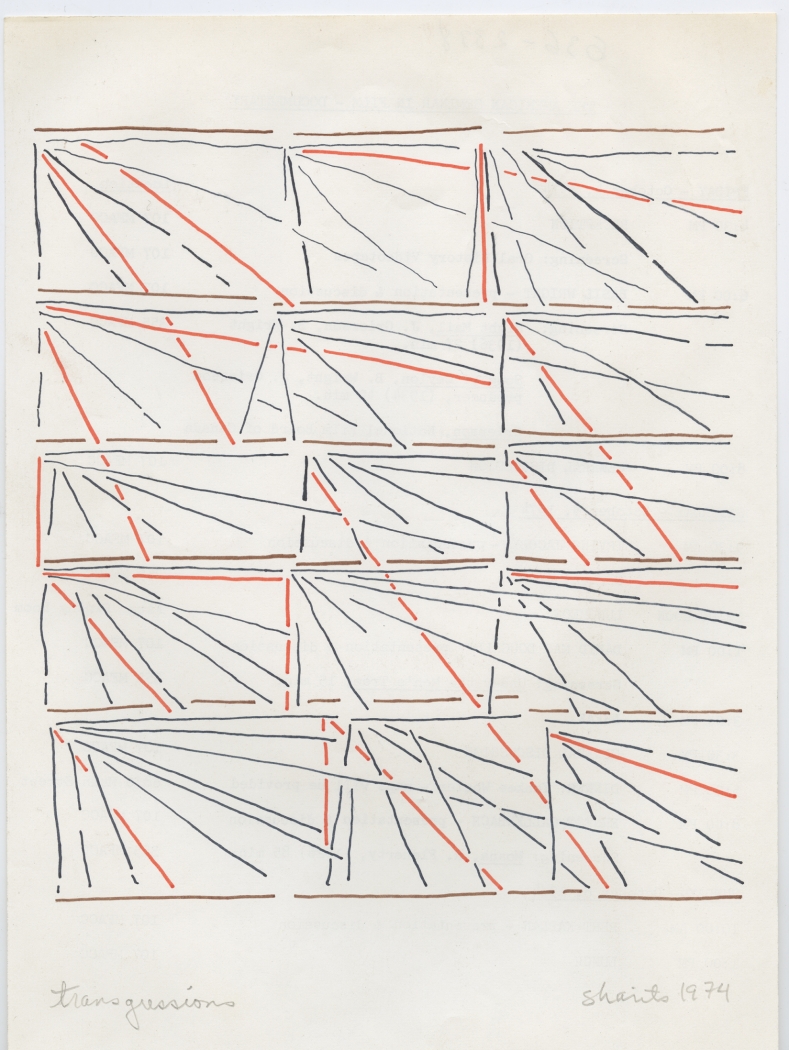 Paul Sharits, Transgressions, 1974, colored feltpen on paper, 10 3/8 x 7 1/2 inches