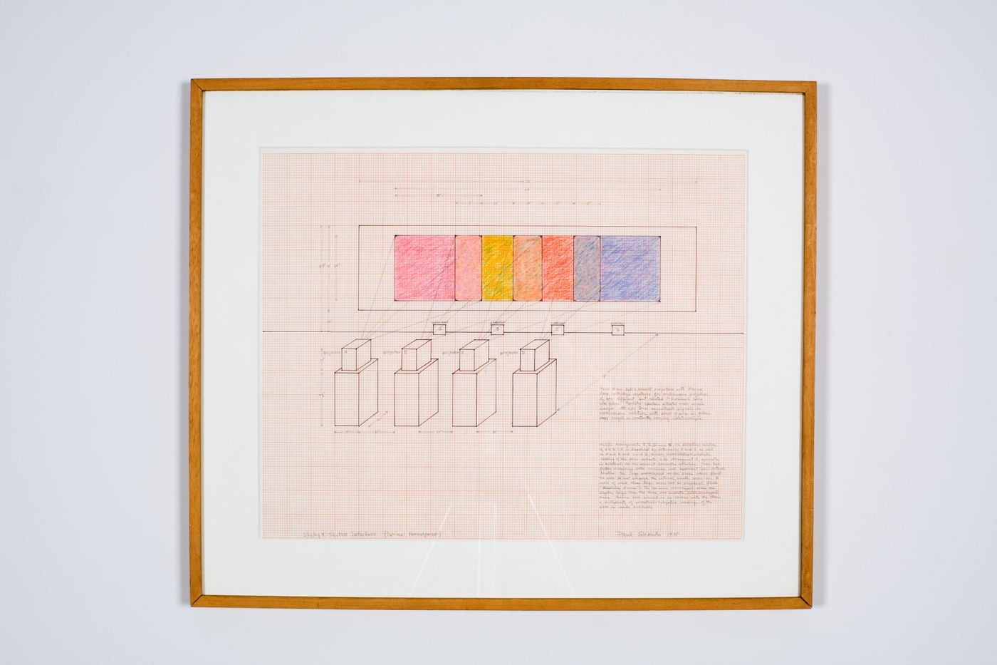 Study 4: Shutter Interface (optimal arrangement), 1975, ink and colored pencil on graph paper, 18 x 23 inches