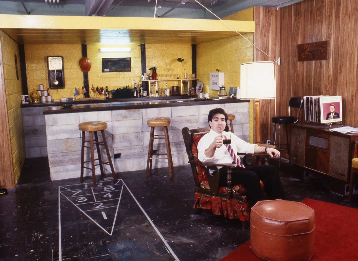 Michael Smith, Government Approved Fallout Shelter/Snackbar, 1983 Installation view, Castelli Graphics, New York, 1983 In collaboration with Alan Herman