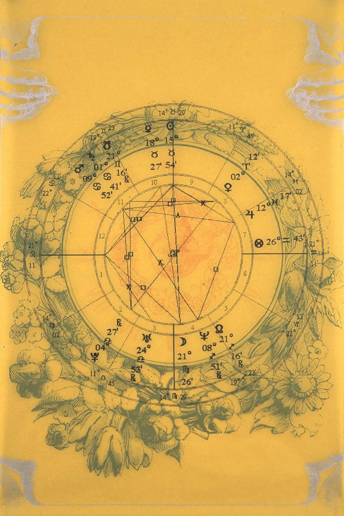 Yellow (Natal chart), 2000, Ink and acrylic on paper, 38 x 25 inches