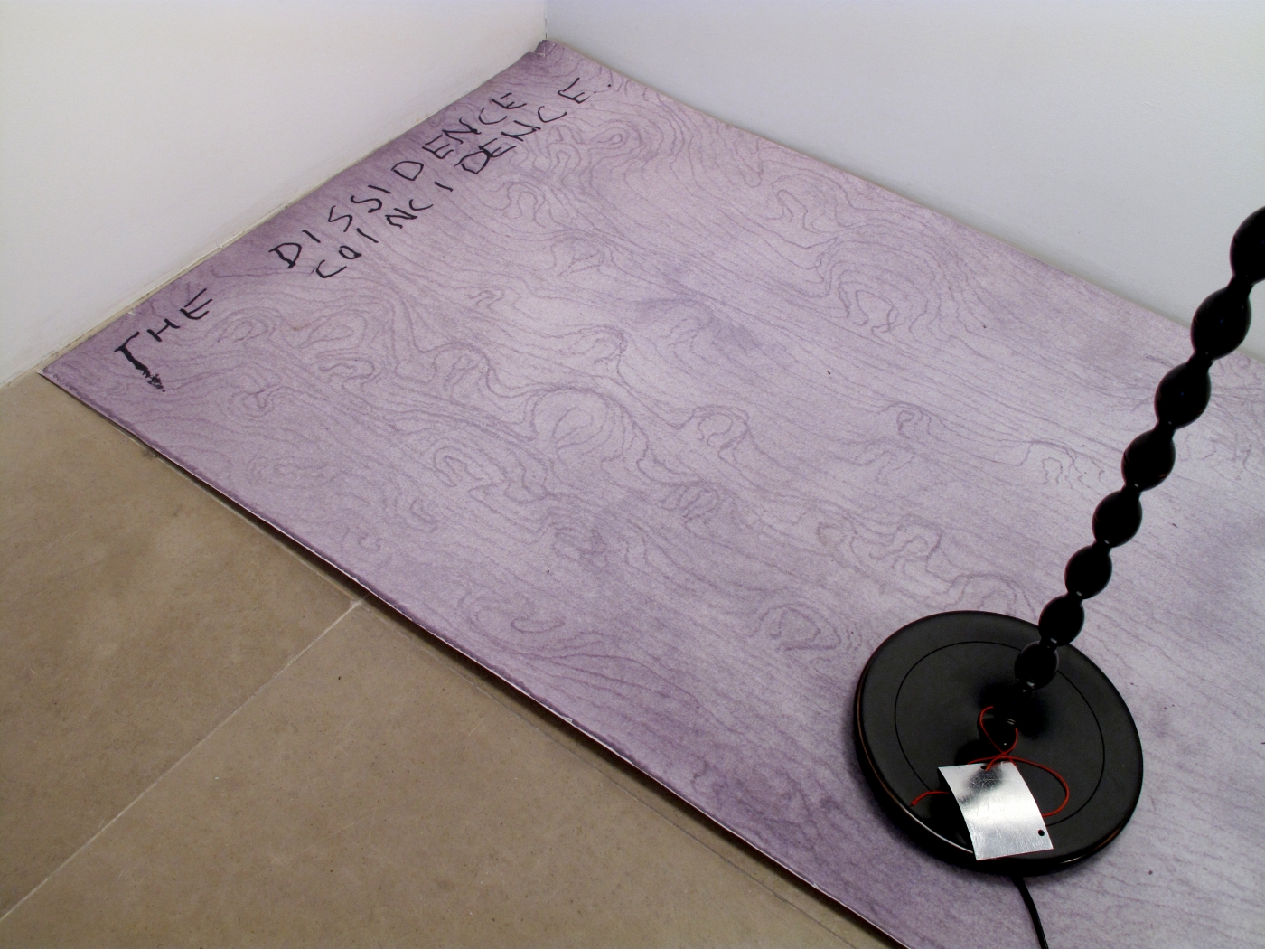 The Dissidence Coincidence, 2008 (detail), inkjet posters, tape, mixed media lamp, overall dimensions variable