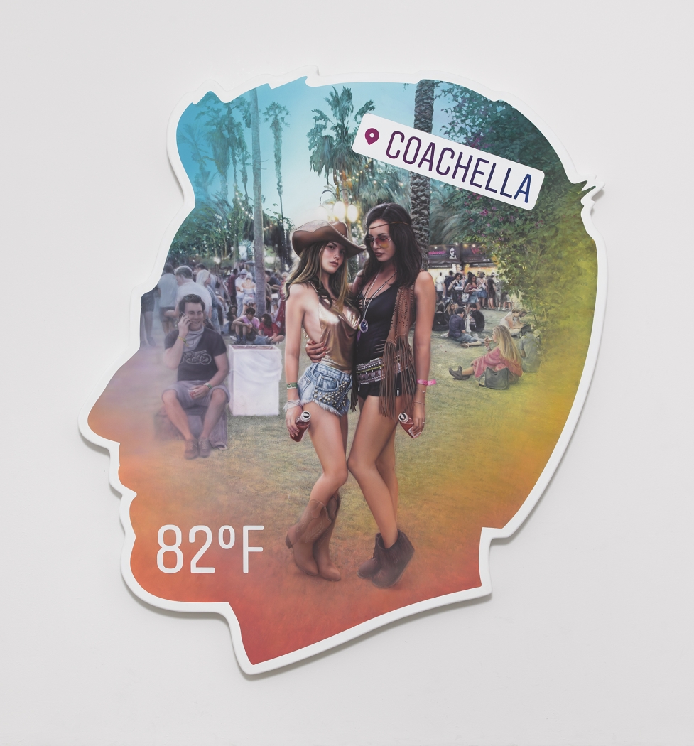 Alex Israel, Self-Portrait (Coachella), 2019, Acrylic and bondo on fiberglass, 96 x 84 x 4 inches (243.8 x 213.4 x 10.2 cm)