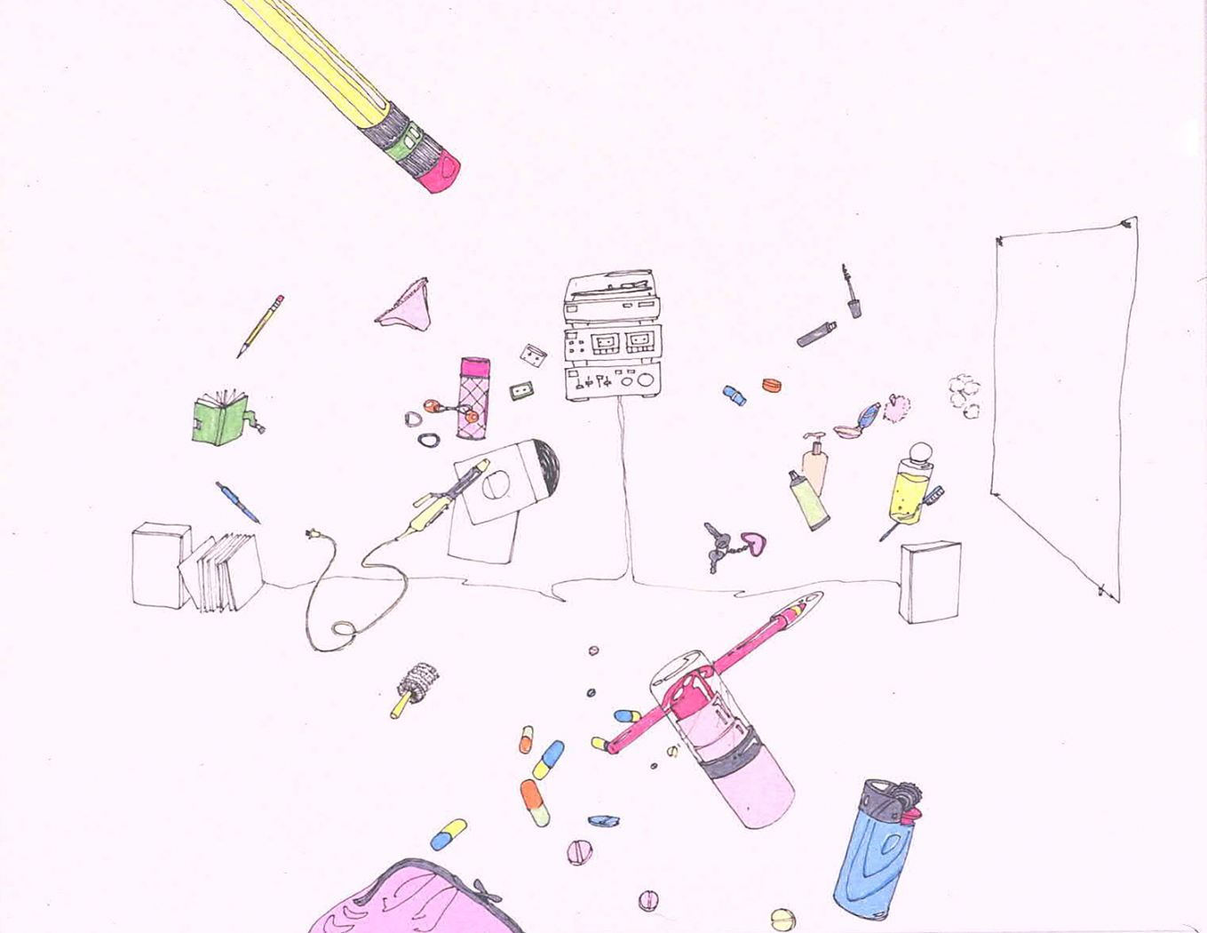 Make-up, 2001, Ink on paper, 11 x 14