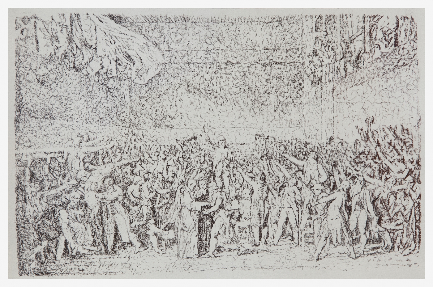 Sergej Jensen Tennis Court, 2015 Charcoal on paper Paper: 6 x 9 inches (15.2 x 22.9 cm) Frame: 8 1/2 x 11 5/8 inches (21.6 x 29.5 cm)