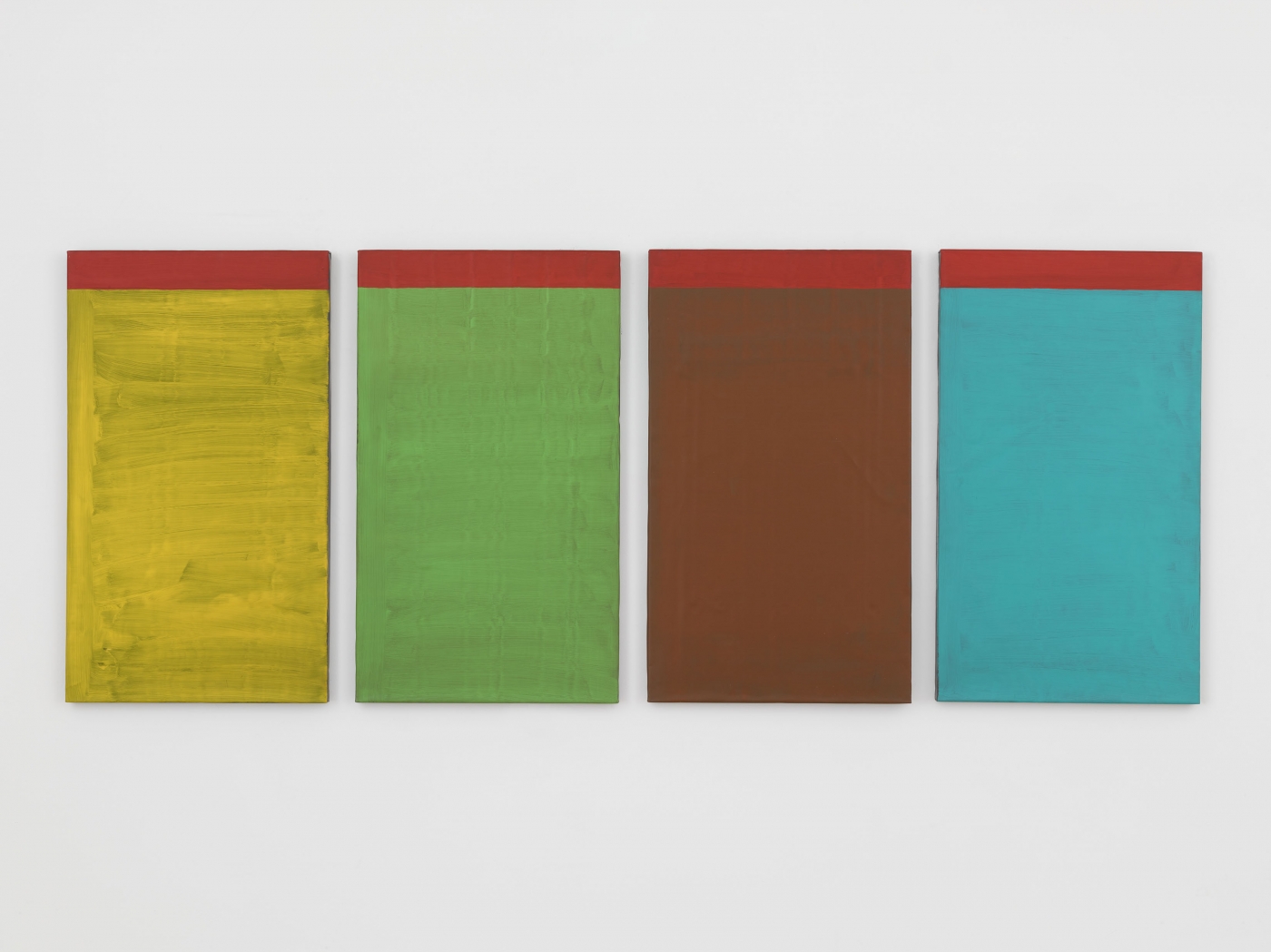 Günther Förg Untitled, 1986 Acrylic on lead on wood 35 3/8 x 20 3/8 inches (90 x 52 cm) each in 4 parts