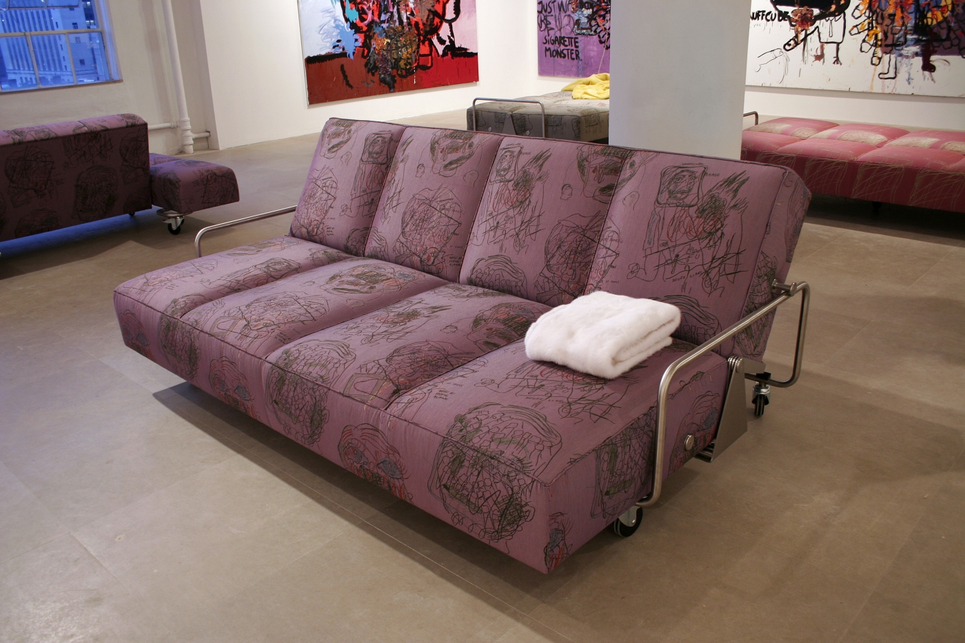 Kiesler Bed Couch, 2008, 91 x 63 x 24 inches, Installation view, Greene Naftali, New York, 2008
