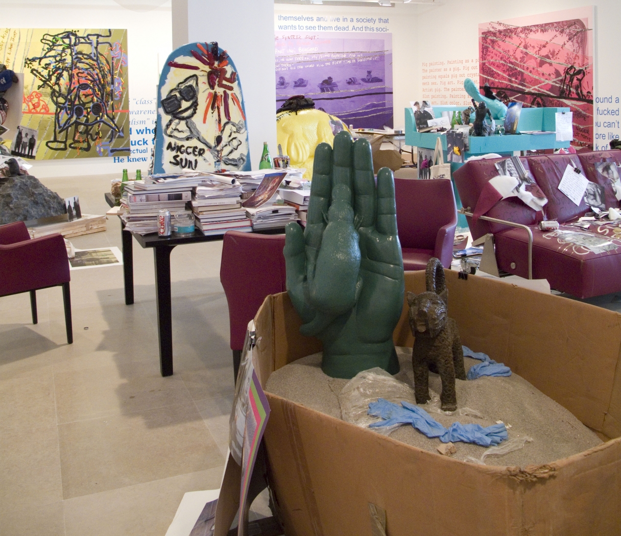 Installation view, The Synthetic Slut: A Novel by Bjarne Melgaard, Greene Naftali, New York, 2010