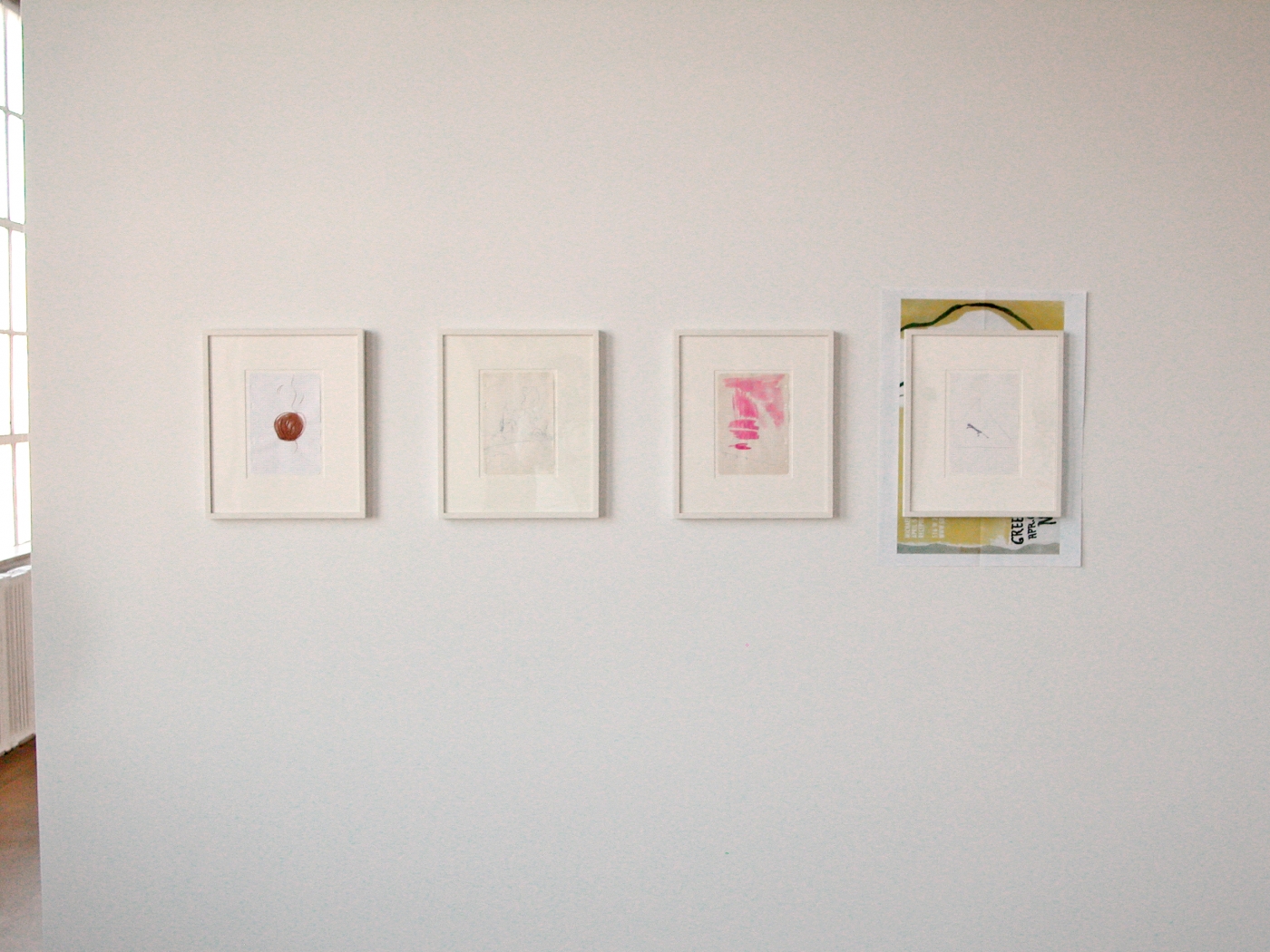 Installation view, Works on Paper & Ricci Albenda, Greene Naftali, New York, 2008