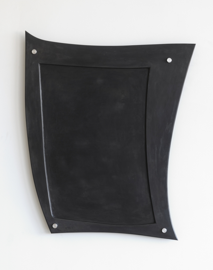 Aria Dean Mise en abyme 1.0, 2020 Blackened steel with stainless steel standoffs 43 x 36 1/4 x 2 inches (109.2 x 92.1 x 5.1 cm)