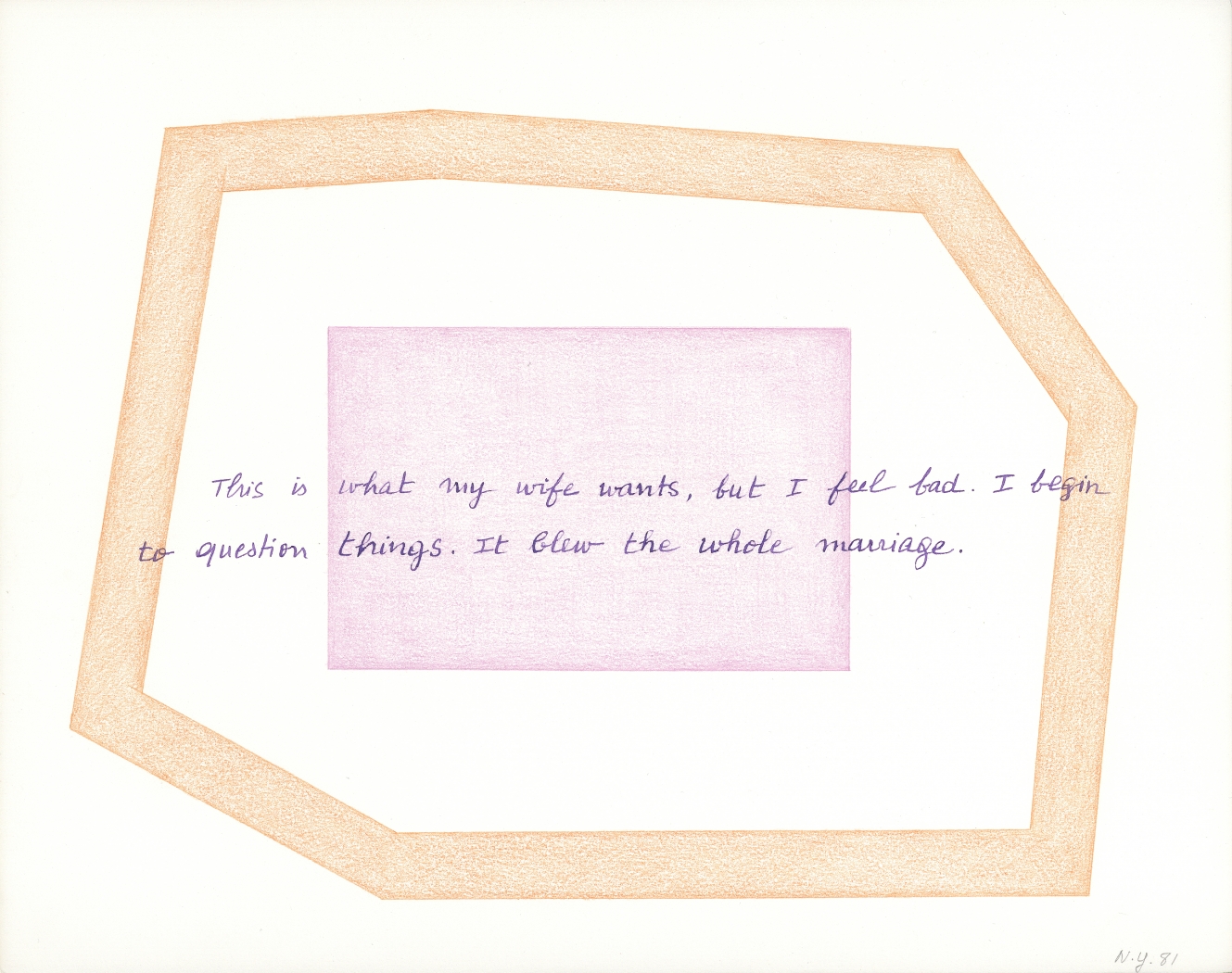 Guy de Cointet My Marriage... 1981 series of 8 colored pencil and ink drawings on paper 11 x 14 inches each
