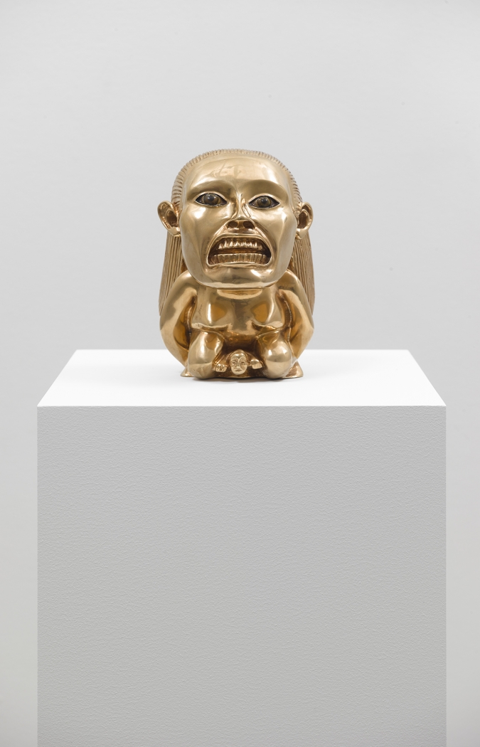 Alex Israel Idol, 2019 Gold plated cast bronze with hand painted eyes 7 x 5 x 4 1/2 inches (17.8 x 12.7 x 11.4 cm)
