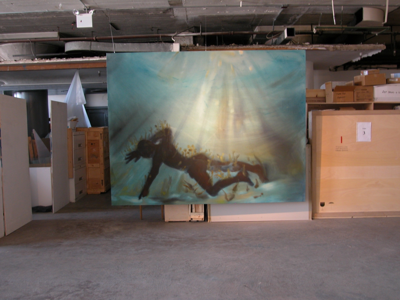 Poseidon, 2005, acrylic on canvas, 86.42 x 111.81 inches, Installation view, Greene Naftali, New York, 2005