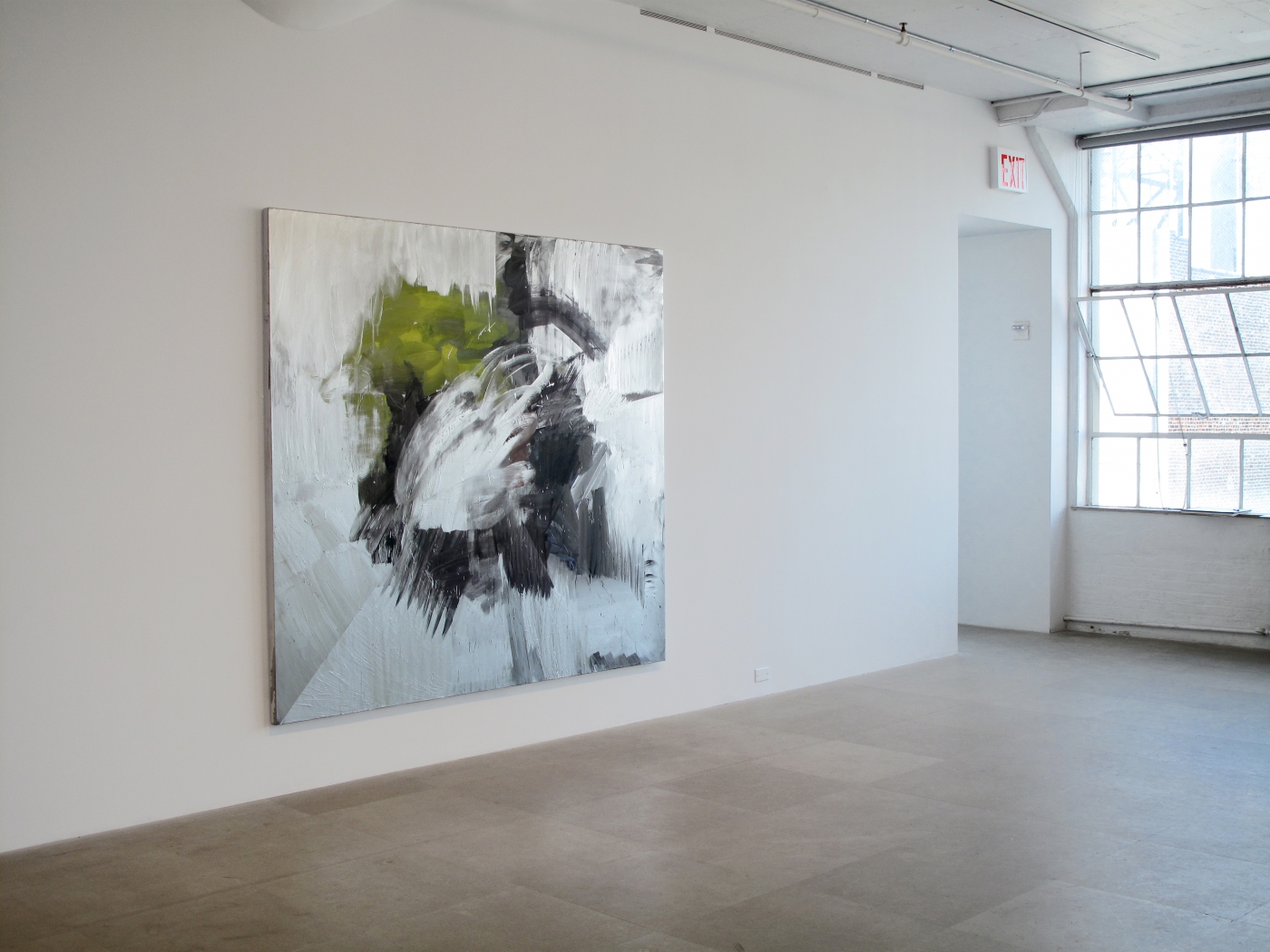 Jacqueline Humphries, Untitled, 2009, Oil on canvas, 80 x 87 inches, Installation view, Greene Naftali, New York, 2009