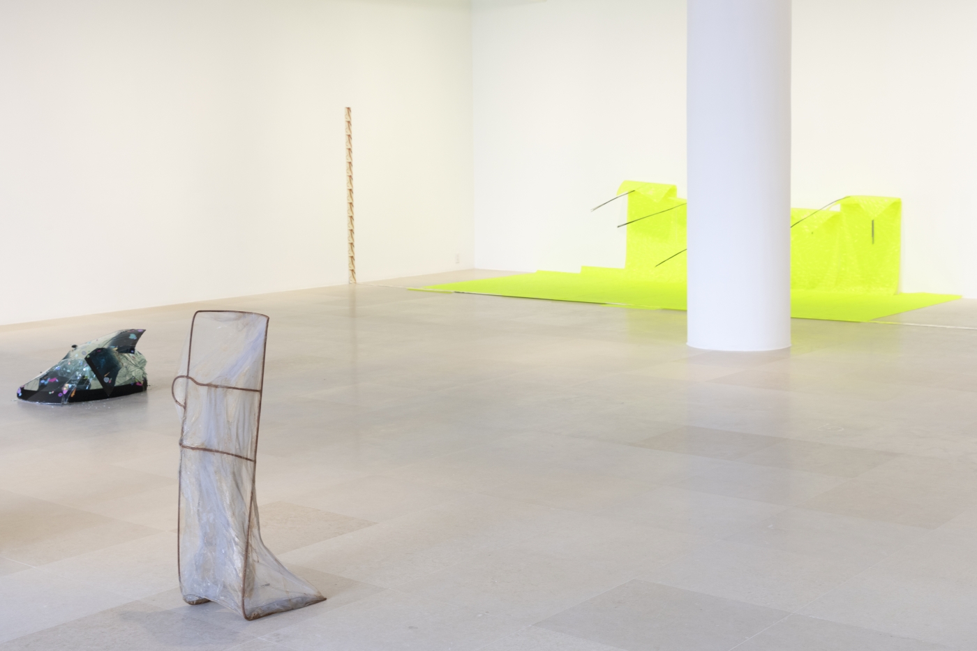 Installation view, Aria Dean, Helen Marten, Kelley Walker, Olga Balema, Raque Ford, Greene Naftali, New York, 2020