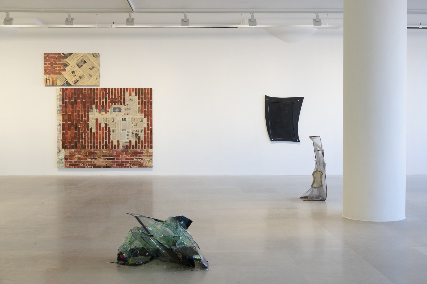 Installation view, Aria Dean, Helen Marten, Kelley Walker, Olga Balema, Raque Ford, Greene Naftali, New York, 2020