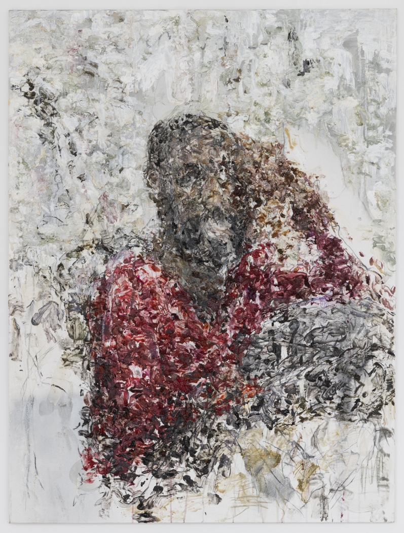 Andy Robert, Justin, 2019, Oil and pen on canvas, 40 x 36 inches (101.6 x 91.4 cm)