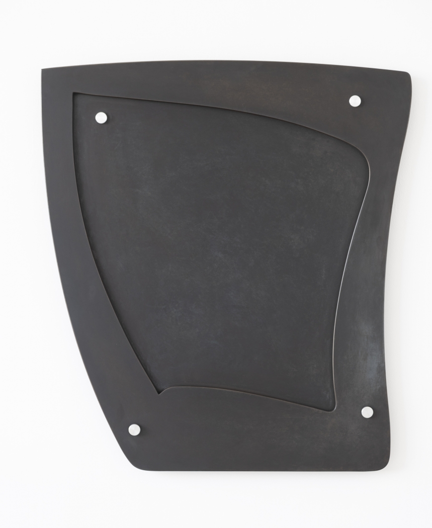 Aria Dean Mise en abyme 2.3, 2020 Blackened steel with stainless steel standoffs 35 x 30 inches (88.9 x 76.2 cm)