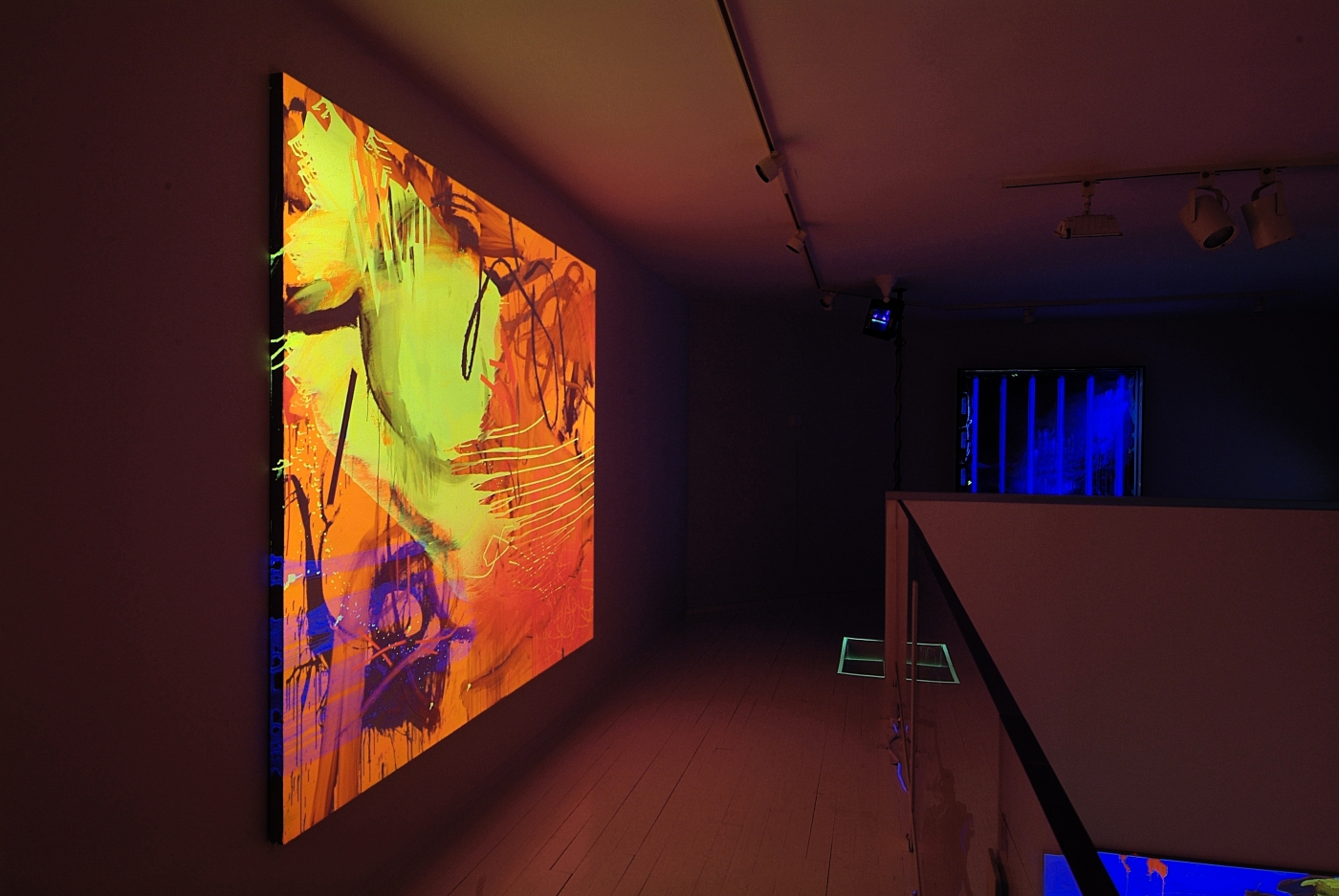 Jacqueline Humphries, Installation view, Black Light Paintings at NYEHAUS, New York, 2006