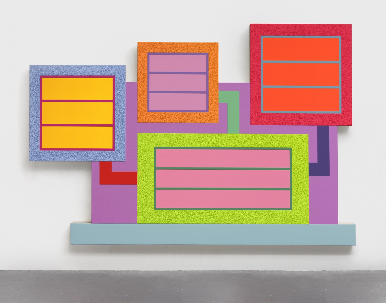 Peter Halley, Galaxia, 2019. Acrylic, fluorescent acrylic and Roll-a-Tex on canvas