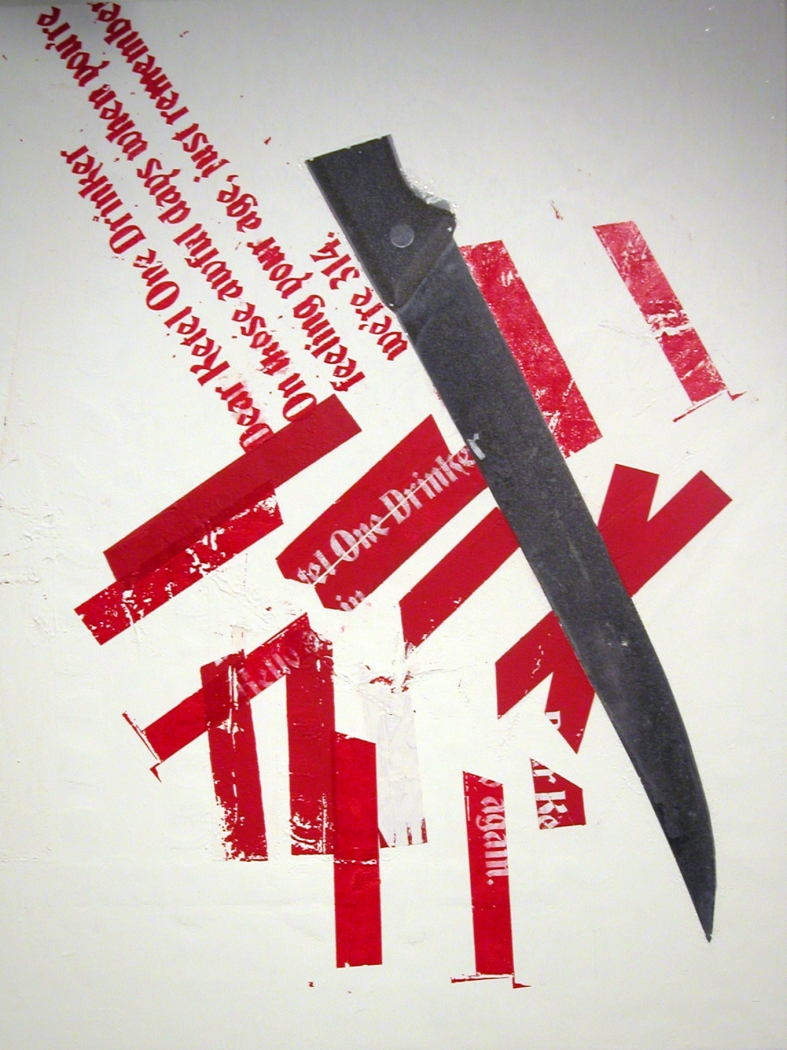 Untitled (Ketel I Knife Painting), 2005, silkscreen and inkjet on canvas, 48 x 36 inches