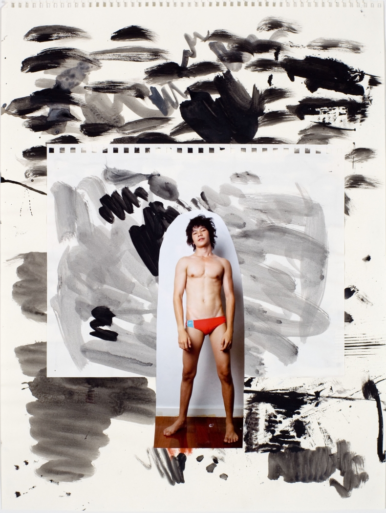 Loiterer 8, 2009, acrylic and collage on paper, 24 x 18 inches