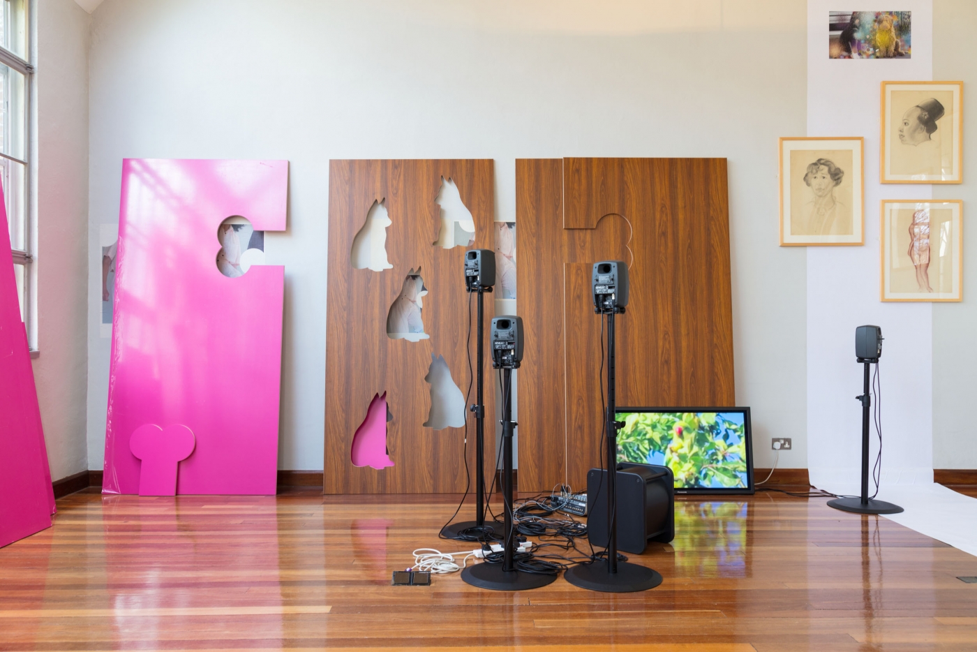 Hilary Lloyd, Installation view, Awful Girls, Dorich House Museum, Kingston University, London, 2017