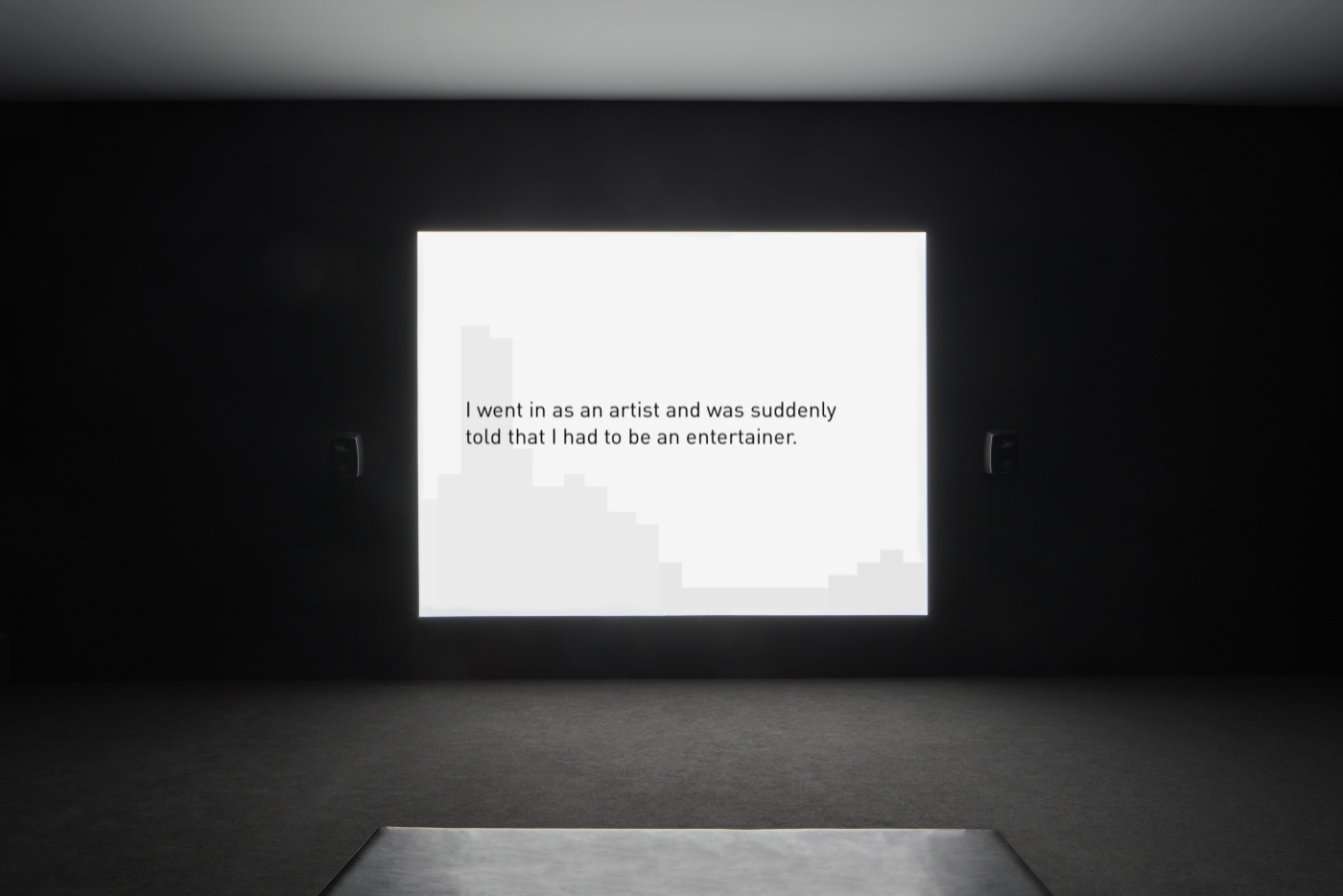 Installation view; Tony Cokes; Music, Text, Politics; Museu d’Art Contemporani de Barcelona, 2020, Photo: MACBA – Miquel Coll