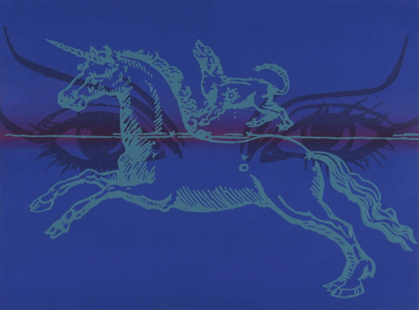 Blue Unicorn (The eyes were full of hope), 2002, Ink and acrylic on paper, 18 x 24 inches