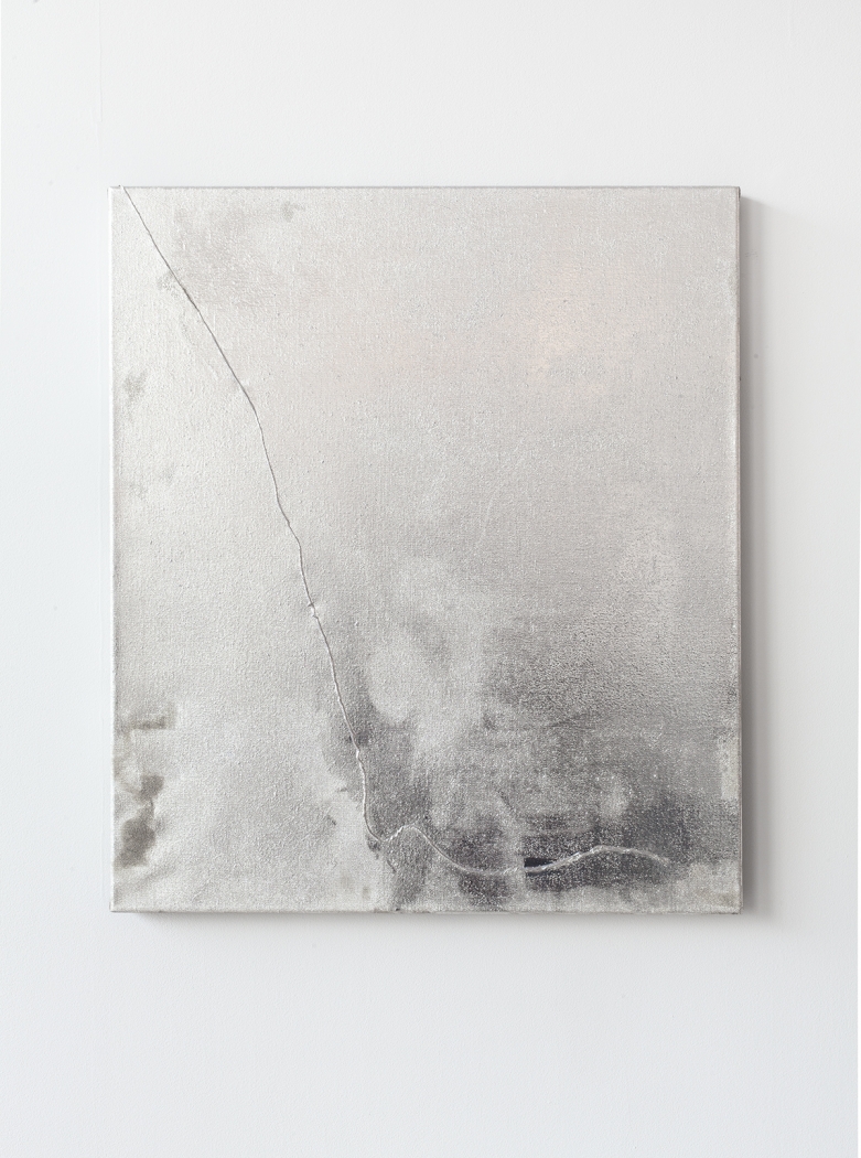 Mathieu Malouf Untitled, 2013 Gesso, human hairs, and electro silver plating process on linen 30 x 24 inches (76.2 x 61 cm)