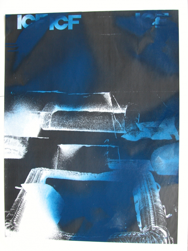 Guyton \ Walker, ICF 15, 2004, xerox and spraypaint on paper, 30 x 22 1/2 inches
