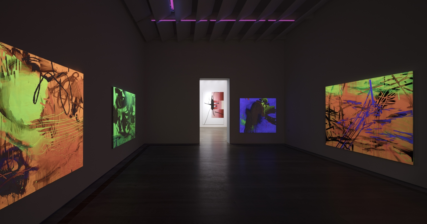 Jacqueline Humphries, Installation view, "Spot On" at the Museum Brandhorst, Munich, 2019