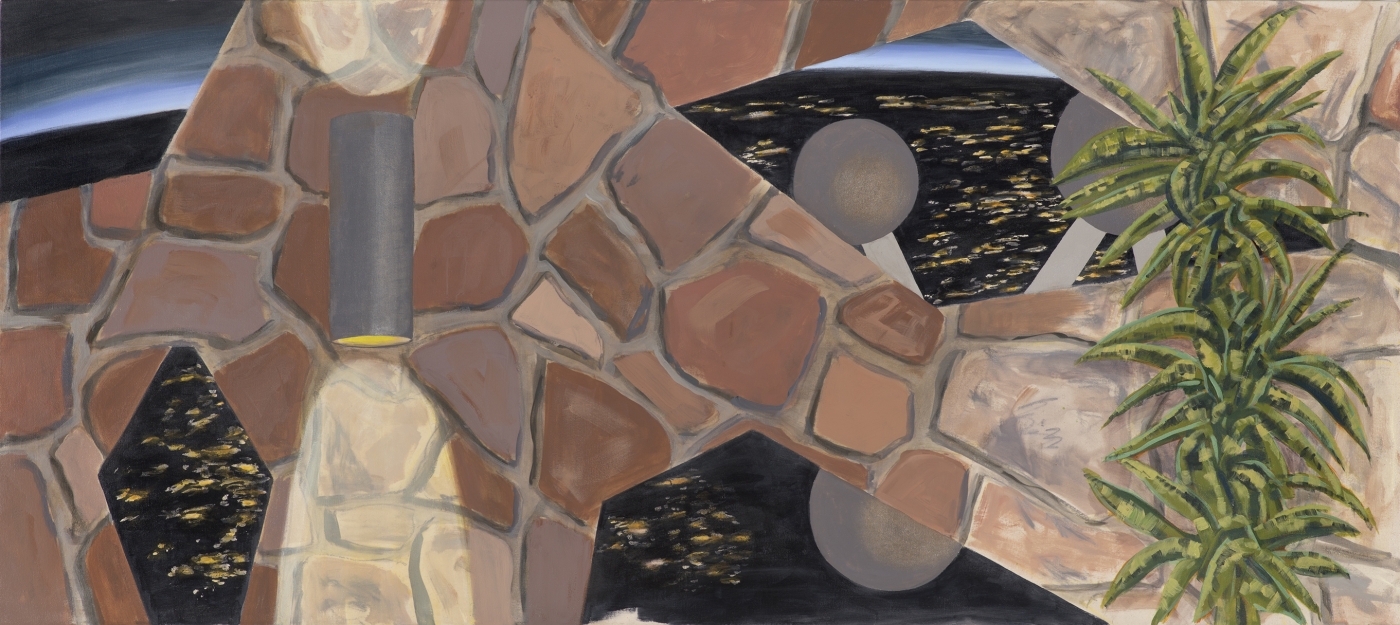 William Leavitt, Sconce Wall, 2013, Flashe on canvas, 36 x 81 inches
