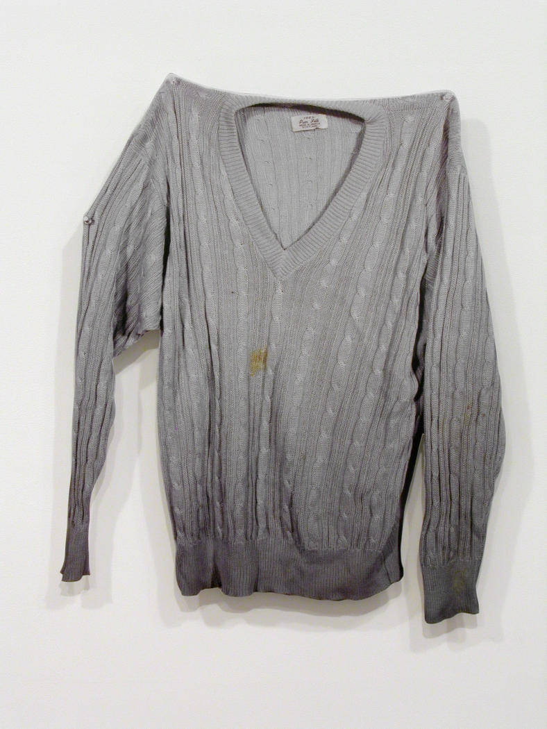 Jim Drain, Untitled (grey sweater with holes), 2007, C-print, Mounted on Aluminum, 26 1/4 x 41 x 1 inches