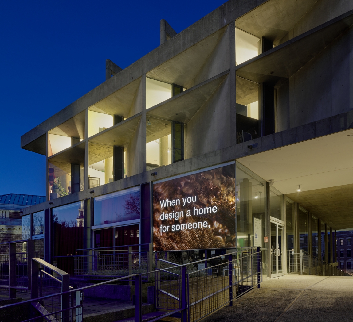 Installation view, Tony Cokes: If UR Reading This It’s 2 Late: Vol 2, Carpenter Center for the Visual Arts, on view January 31–April 12, 2020. Pictured: Tony Cokes, The Will and The Way...Fragment 2 (video), 2019. Photo: Julia Featheringill / Stewart Clements.