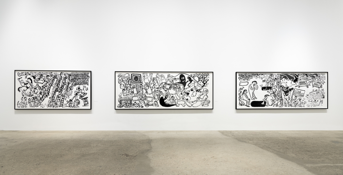 Paul Chan, Installation view, Drawings for Word Book by Ludwig Wittgenstein, Greene Naftali, New York, 2020