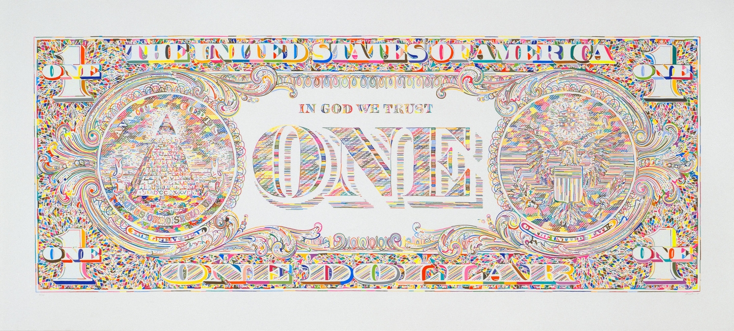 Tom Friedman, Untitled (dollar print, back), 2011, Silkscreen print, Edition of 100