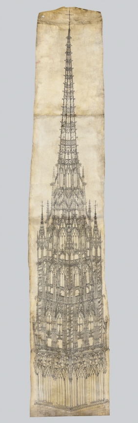 Roulland le Roux (active c. 1500-20) and Pierre des Aubeaux (active 1511-23), A monumental drawing for the crossing tower of Rouen Cathedral, presented to the Cathedral Chapter on March 8th, 1516