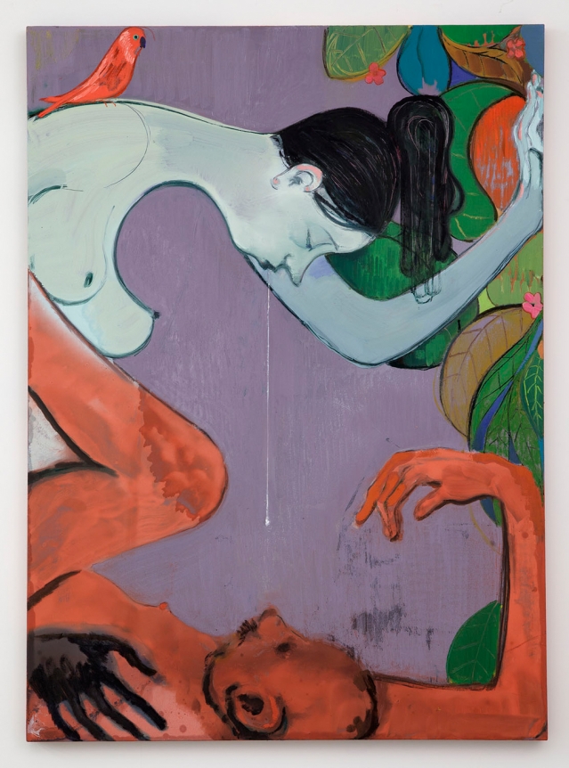 Sanya Kantarovsky, Woman with Parakeet, 2014
